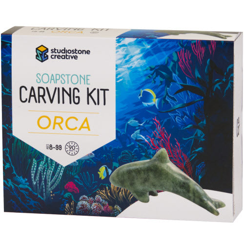 Orca Soapstone Carving and Whittling—DIY Arts and Craft Kit. All Kid-Safe Tools and Materials Included. for 8 to 99+ Years.