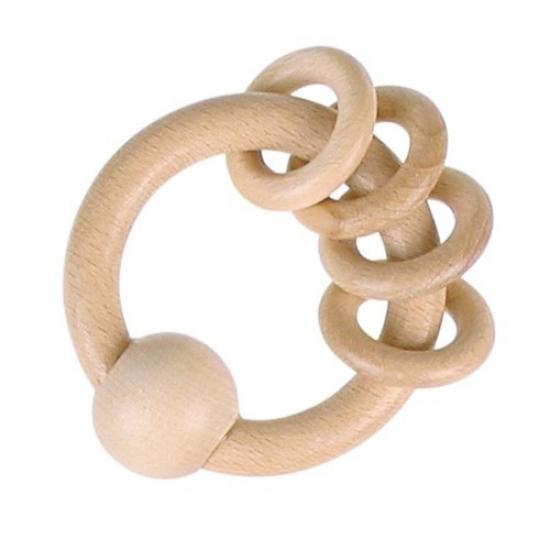 Rattle/Teether - Natural with Rings