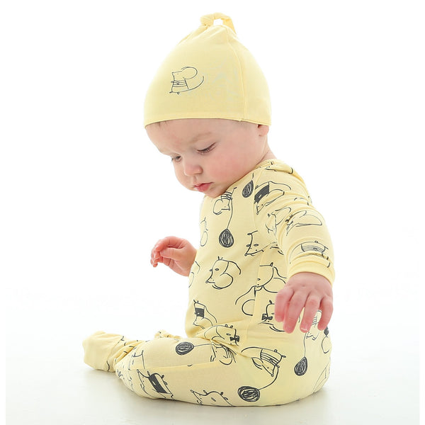 Bamboo Printed Footies with Easy Dressing Zipper Mouse  Print
