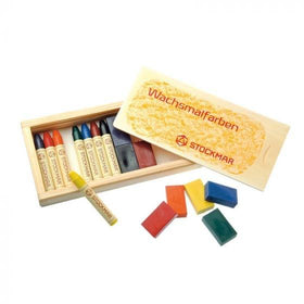 Stockmar Wax Crayons Combo Standard Wooden Box - 8 Blocks & 8 Sticks Assorted
