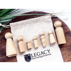 Hand made Wood and natural - Natural Peg Family by Legacy Learning Academy